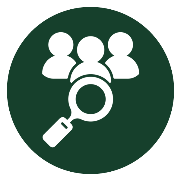 Icon of people under magnifying glass